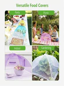 1/6pcs Colorful Pop-Up Mesh Food Cover Tent, 17-Inch Reusable Foldable Outdoor Food Cover Net, Suitable For Party, Picnic, BBQ, Camping, Gardening - Multicolor - View 5