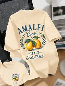 Teen Boy Casual Fun Print Crew Neck Short Sleeve Pullover T-Shirt Summer Top - Apricot - View 3