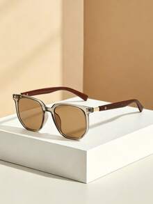 1 par de gafas de moda decorativas para mujer, adecuadas para uso diario, vacaciones de verano en la playa, actividades al aire libre, viajes, estilo bohemio con estampado de leopardo y carey, marco cuadrado de gran tamaño, adecuadas para vacaciones, playa, viajes - Marrón - Ver 5