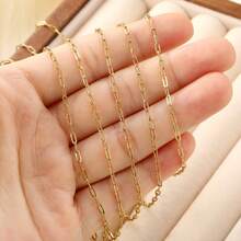 1pc Minimalist Stainless Steel Vacuum Plated DIY Thin Chain Flattened Extended O-Ring Chain, Unisex, Suitable For Friends Gift And Daily Wear - Gold - View 3