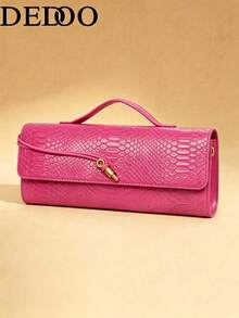 Dedoo Handbag Envelope High-End New European And American Fashion Crocodile Pattern Handheld Evening Bag Shoulder Bag Crossbody Bag - Hot Pink - View 2