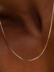 MONALLY Men's Minimalist 2.0mm Square Link Stainless Steel 18K Gold Plated Necklace: Durable & Fade-Resistant, Suitable For Sports And Daily Wear, Perfect Gift - Multicolor - View 3