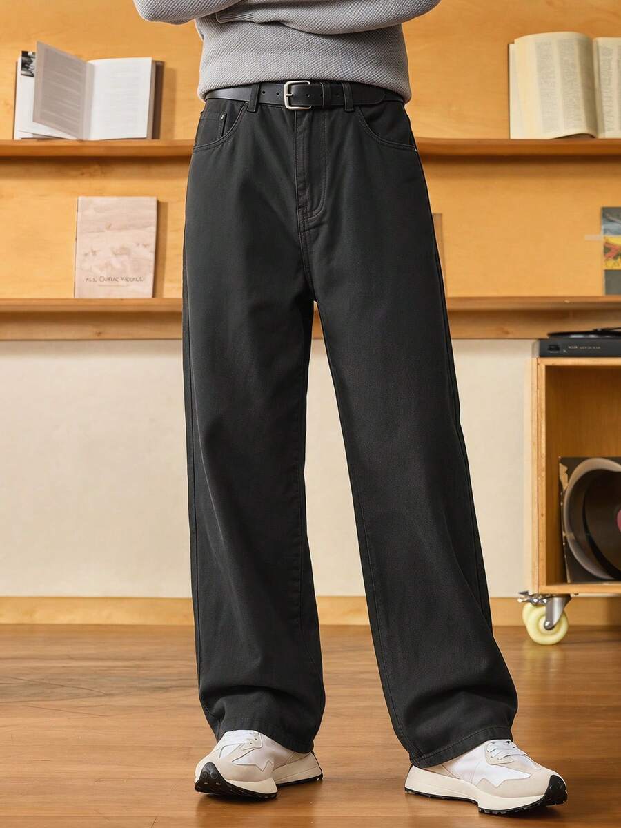 Whitmere 1件 Infinite Jeans 男士休闲直筒牛仔裤,高品质品牌,舒适休闲,适合外出穿着(不含腰带和配饰) - 黑色 - 查看 1