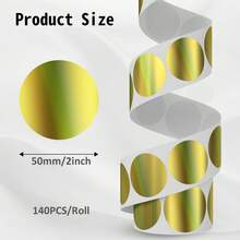 50*50mm 140Pcs/Roll Self-Adhesive Thermal Stickers Suitable For Phomemo M220/M110/M108, Square And Round Colored Holographic Laser Thermal Label Paper - View 11