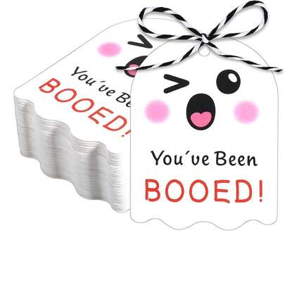 Halloween Tags - You've Been Booed Gift Tags (No String), Halloween Party Gift Bag Tags, Boo Bag Hanging Decor Candy Bag Packaging Tags, Boo Basket Fillers, Suitable For Women And Men, Autumn Women's Gifts