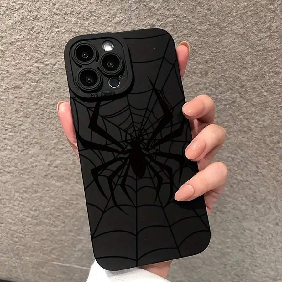 Funda de Teléfono con Diseño de Telaraña Negra, Compatible con Apple 16 15 14 13 12 11 XS XR X 8 7 Mini Plus Pro Max SE, Regalo Ideal para Amigos, Novia, Novio, Familia o para Ti - Multicolor - Ver 1