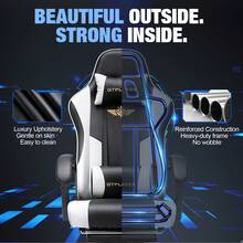 Gaming Chair For Adults Computer Chairs With Footrest Headrest And Lumbar Support Ergonomic Height Adjustable Reclining PC Chair - White - View 9
