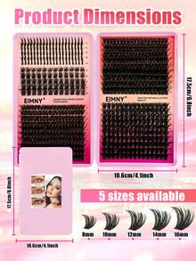 Eimny 699pcs Dense Pointed Cluster False Eyelashes Set, Anime Fox Eye Single Lash, D Curl Mixed Length 8-16mm, Large Capacity Soft Lightweight Long-Lasting DIY Eyelashes, Includes Full Tool Kit, Suitable For Party, Stage And All Occasion Makeup - Multicolor - View 7