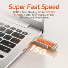 HeyGate USB 3.2 150MB/S Flash Drive, Available In 32GB-256GB Versions. Plug And Play, 360° Rotating Design, Suitable For Business Use, In-Car Music, And Everyday File Storage. - View 3
