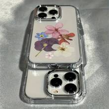 Funda de celular con diseño de flores secas elaborada en TPU de alta calidad, ligera, antiimpacto y antideslizante con estilo de actual, compatible con iPhone 11,12,13,14 Plus,15 Pro,16 Pro Max,17,17PRO,17PRO MAX - transparente - Ver 2
