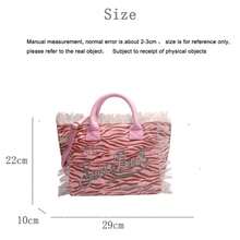 Large-Capacity Shoulder Bag, Handbag, Canvas Beach Bag With Tassels, Travel Bag, Street Bag - 2 - View 2