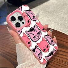 Funda para móvil con diseño de adorables caras de gato rosa, compatible con Samsung, Apple, VIVO, OPPO, , ,  y Honor. Fabricada en TPU, protege eficazmente tu teléfono de golpes y caídas. - Rosa - Ver 4