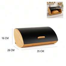 35cm Clear Bamboo Curved Lid Bread Box, Kitchen Countertop Storage Organizer - Clear - View 2