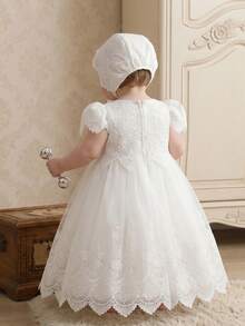 Robe de baptême pour bébé fille, longue robe de baptême en dentelle, 0-2 ans - Blanc - Voir 5