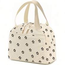 Pink Bow Corduroy Insulated Lunch Bag, Portable Insulated Bento Bag, Thickened Cute Student Lunch Fruit Bag Multifunctional Floral Pattern Lunch Bag | Women's Lunch Box | Campus & Travel Insulated Bag | Waterproof Insulated Lunch Bag | Unisex | Suitable For Picnic, School And As A Women's Gift | Camping Essential - Multicolor - View 10