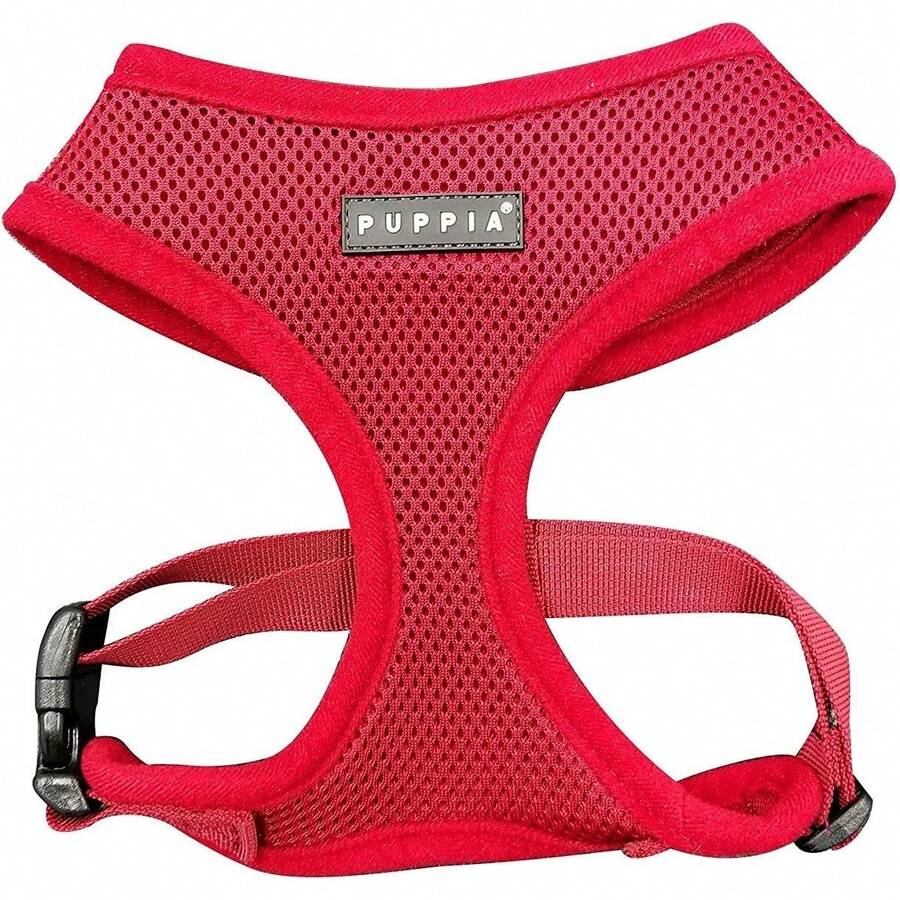 Authentic Puppia Soft Dog Harness, Red - Medium - Baby Pink - View 1