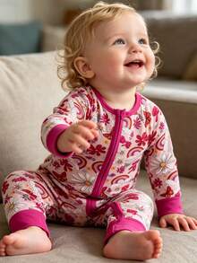 MOSSRIVER Bamboo Long-Sleeve Baby One-Piece Hand-Drawn Butterfly Rainbow Print - 彩色 - 查看 12