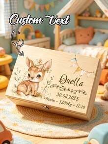 Personalized Wooden Keepsake Jewelry Box With Lid, Custom Name Date Animal Print Memory Storage Box, Decorative Wooden Box For Home Organization, Customizable Text Name Gift For Anniversary - Multicolor - View 1