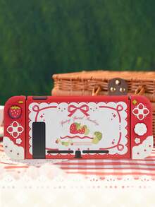 GeekShare Funda protectora de fresa y crema de primavera compatible con Switch con 2 tapas de agarre para pulgares - Multicolor - Ver 3