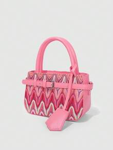 Dedoo Women's Casual Colorblock Textured Versatile Commuter Vintage Small Handbag, Metal Buckle Closure - Pink - View 9