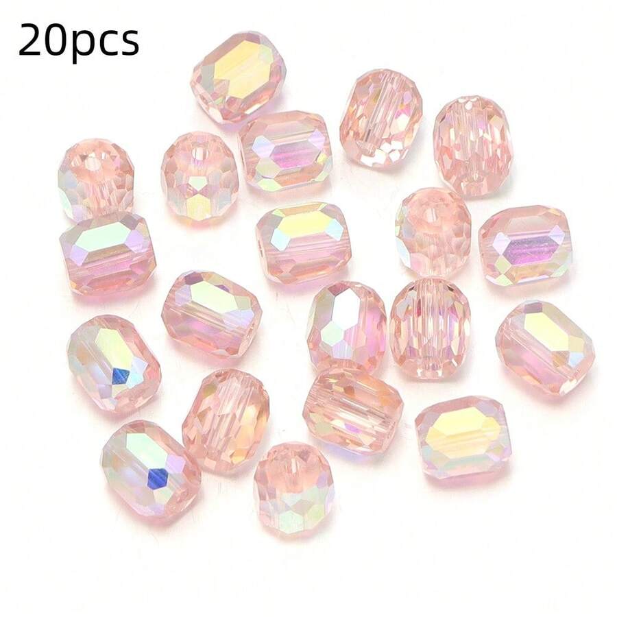 20pcs 8X9mm High Quality Faceted Glass Beads Plated With Colorful AB Color Austrian Crystal Beads For Craft Jewelry Making DIY Bracelet Necklace Decorative Accessories Beads