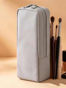 Upright Standing Makeup Brush Bag, Portable Travel Cosmetic Organizer Pouch, Multifunctional Stationery Pencil Case Dual Use - Multicolor - View 7