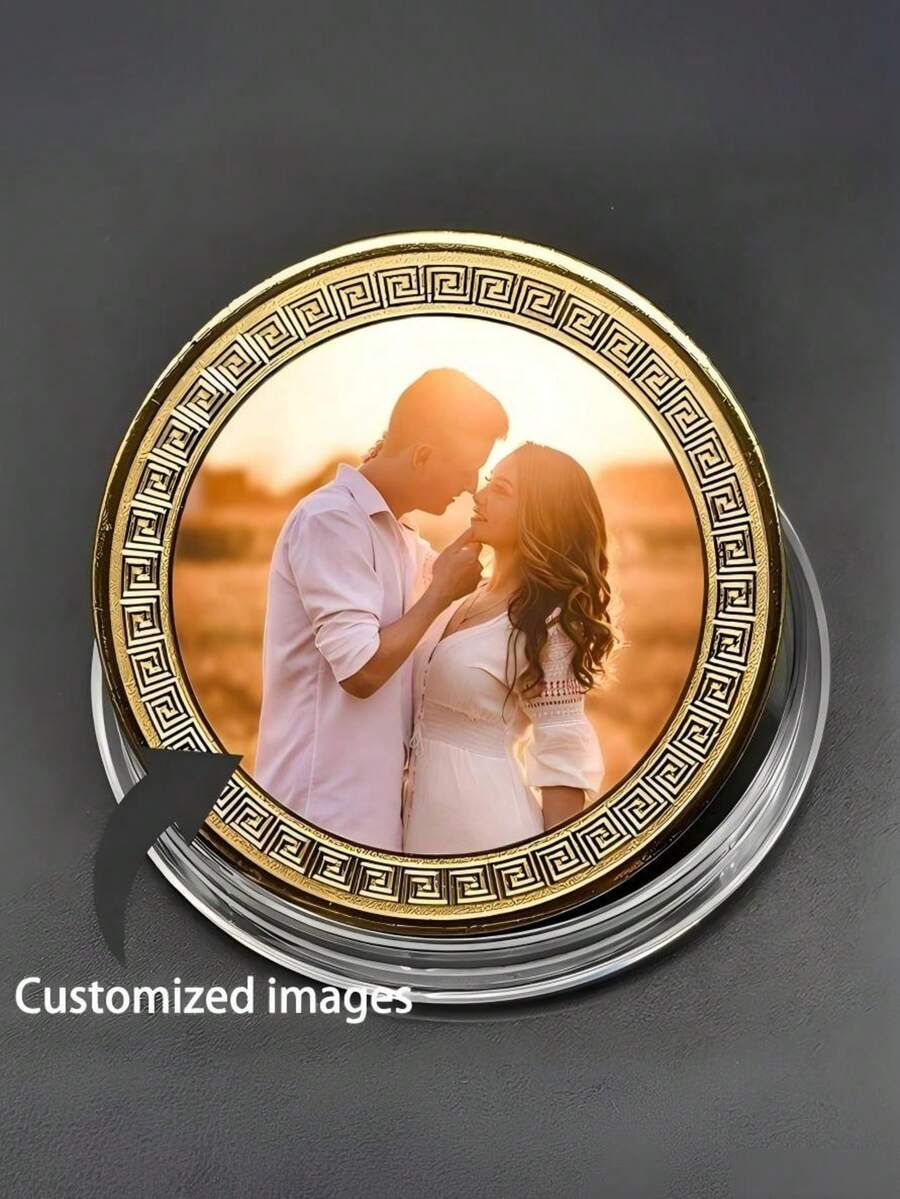 Moneda Conmemorativa Personalizada con Foto Impresa - Admite Imágenes Definidas por el Usuario, Adecuada para que las Parejas Intercambien Fichas de Amor y Regalos Románticos de Aniversario. Decoración de Billetera y Recuerdo Coleccionable, Opción Ideal para Regalos del Día de San Valentín | Navidad; Colección Elegante Diaria o Regalo para Ocasiones Especiales, Artesanía Fina, Artículo Conmemorativo de Alta Calidad, Regalo para Compradores - Bronce - Ver 1