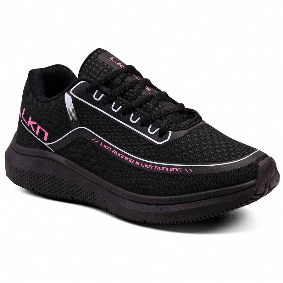 Men's And Women's Casual Athletic Shoes For Gym, Walking, Comfortable, Soft, Impact-Resistant, Non-Slip, Sports Shoes - 黑色和粉紅色 - 查看 1