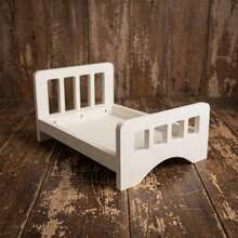 1 Set gestreifte weiße & kaffeefarbene Holz-Fotografie-Requisiten für Neugeborene mit passender Matratze, Vintage-Stil Baby-Holzbett-Requisite ➕ passende Matratze, geeignet für Neugeborenen-Fotoshootings, Porträtfotografie und als Bekleidungsfotografie-Accessoire - Verschiedenfarbig - Übersicht 14