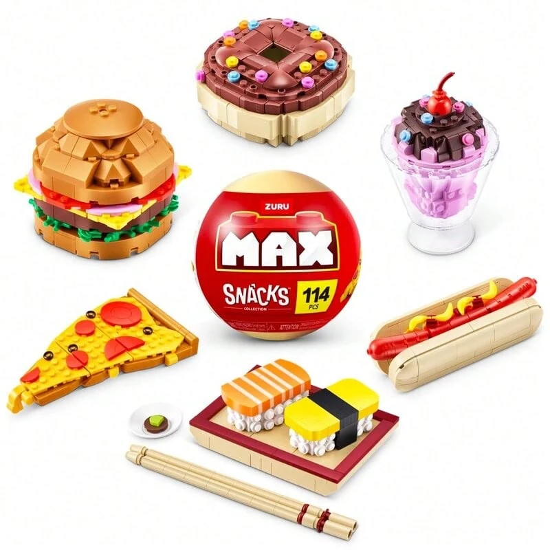 ZURU Koleksi Balok Bangunan MAX Premium Snacks (Hamburger) Oleh Building Bricks Untuk Remaja, Dewasa, dan Kolektor. Bangun, Kumpulkan, dan Pamerkan Koleksi Camilan Lezat Anda!