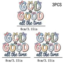 1/2/3PCS Durable Washable Iron-On Transfers, Plaid Floral Bow Decor GOOD IS GOOD All The Time Macaron Color English Letter Cartoon Pattern Mixed Color Heat Transfer, Vinyl Print, Heat Transfer Stickers, Iron-On Transfer Stickers - Suitable For Pillows, DIY, Backpacks, T-Shirts, Canvas Bags, Sweatshirts, Jeans, Clothing, Sewing Supplies - Multicolor - View 5