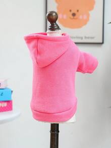 1件寵物衣服 小型犬幼犬可愛寵物日常外出百搭服飾 附牽繩扣環 開扣連帽素色運動衫 - 玫瑰粉 - 彩色 - 查看 7