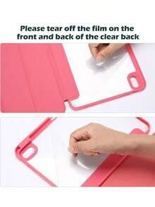 混合透明背殼附筆筒，適用於 iPad 11代 11"(A16,2025) & 10代 10.9"(2022)，自動喚醒休眠輕薄保護套 - 玫瑰紅 - 查看 4