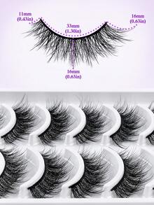 MAANGE 10 Pairs CC Curl Natural Cartoon Faux Mink Strip False Eyelashes, Dramatic Anime Cat Eye Lashes, Sexy Eyelash Extensions, Soft Natural Look, Suitable For Travel, Work, Party, Exquisite Gift For Women - Multicolor - View 11