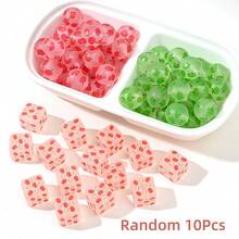 10 Buah Manik-Manik Akrilik Transparan Motif Buah Buram Bentuk Persegi/Bulat, Cocok untuk Dekorasi Rumah, Pembuatan Perhiasan DIY, dan Kerajinan Tangan Kreatif Lainnya - MultiWarna - View 9