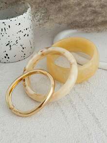 1pc/3pcs/4pcs/Set Bohemian Geometric Asymmetric Curved Striped Resin Bracelet, Luxury Casual Party Women Couple Wedding Holiday Versatile Jewelry Gift (Bracelet Material And Color Subject To Actual Product) - Bracelet - View 11