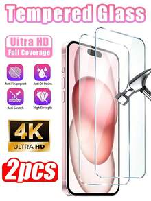 2pcs Screen Protector For IPhone 17 Pro Max/17 Pro/ Air /16Plus/16 Pro Max, 15/15Pro/15Plus/15ProMax, 14/14Pro/14Plus/14ProMax, 13 Mini/12Mini,11/XS/6/7/8 Plus Max - HD Clear Film, Ultimate Display Protection, Crystal Clear Clarity, Easy Installation HD Transparent Ultra-Thin Tempered Film For Mobile Phone Screen, HD Clear, Fingerprint-Resistant - Clear - View 18