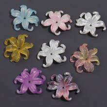 20pcs/Pack Iris Flower Cap Acrylic Mixed Color Iridescent 3D Petal 37X44mm Ethereal Elegant Faux Bead Cap Pendant Spacer Beads DIY Phone Charm Keychain Decorative Accessories - Iris Receptacle - View 7