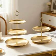 3pcs/4pcs[3 Tiers + 1 Set Accessories + 4 Non-Slip Bases 5PCS] Stainless Steel Multi-Tier Dessert Stand Fruit Tray, Stable Rust-Resistant, Easy To Clean And Highly Attractive Desktop Storage Display Rack. Space-Saving 3D Layered Design For Party Holiday Table Organization, Suitable For Cakes, Pastries And Seasonal Fruits. Say Goodbye To Desktop Clutter (Multi-Layer 3D Storage); Perfect Practical Gift For Baking Enthusiasts Or Party Lovers. - View 4