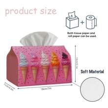 1pc Pink Ice Cream Cone Design Tissue Box - Multifunctional Napkin Dispenser, Suitable For Home, Party And Car Decoration - Stylish Tissue Organizer, Perfect For Living Room And Nightstand - Suitable For Tissues, Paper Rolls - Multicolor - View 3