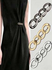 1/3 PiecesDetachable Alloy Waist Chain Brooch, Women's Shaping Belt, High-Quality Decorative Accessory, Suitable For Any Style, Applicable To Dresses, Sweaters, T-Shirts, Shirts, And Jeans - Multicolor - View 12