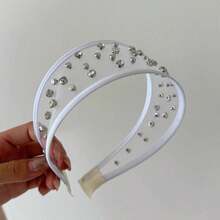 Europäischer und amerikanischer Stil breites Mesh-Haarband mit Strass-Verzierung, modisches vielseitiges elegantes Haaraccessoire Haarband - Verschiedenfarbig - Übersicht 6