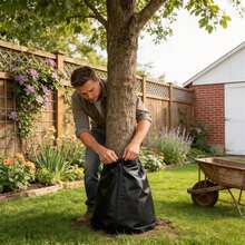 75L PVC Tree Watering Bag 3pcs/5pcs Zippered Durable Irrigation Bag For Young Trees Shrubs Garden (Green/Black) - 黑色 - 查看 11