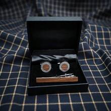 Men's Vintage Wooden Cufflinks And Tie Clip Set – Formal Accessories For Banquets And Weddings – Perfect For Holiday Gifts - 1 - View 3