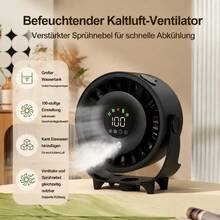 USB Wiederaufladbarer Tragbarer Nebelventilator, 100 Geschwindigkeitsstufen, 3600mAh Akku Tischventilator, Leiser Kühlventilator mit Wandhalterung, Luftzirkulator für Büro, Schlafzimmer, Camping und Outdoor - Weiss - Übersicht 7