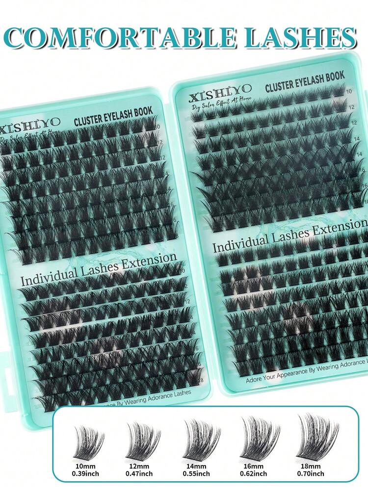 384pcs D-Curl Fluffy False Eyelash Set (Includes Beginner-Friendly Eyelash Tutorial, Thick And Dense Segmented False Eyelashes, Comes With Glue, Setting Liquid, Tweezers, Reusable Individual Eyelashes, Soft And Natural Mixed Eyelashes, Can Create 3D Dramatic Eye Makeup, Suitable For Home DIY, Travel, Daily Commute, Party, Wedding, Bridal Makeup, Eyelashes, False Eyelashes) - Multicolor - View 6