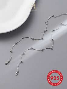 1 pezzo Cavigliera sottile regolabile in argento sterling S925 stile minimalista freddo con perline, decorazione con filo avvolto a doppia perla multi-gruppo, adatta per il pendolarismo in ufficio delle donne, uso quotidiano, appuntamenti, regalo per la migliore amica, regalo di compleanno, design delicato con perline, semplice e senza tempo, versatile per tutte le età, si abbina al pendolarismo quotidiano e agli incontri casuali, ottimo rapporto qualità-prezzo, ideale per il compleanno della migliore amica e piccoli regali per le vacanze - Argento - Visualizzare 2