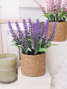 3pcs/Set Lavender, Red Berry Pumpkin Maple Leaf Grass Mound Seagrass Rope, PE Material, One Set Three Colors, Artificial Plants, Artificial Flowers, Suitable For Outdoor Garden, Wedding Seasonal Decoration, Autumn Thanksgiving, Handmade Decoration, Harvest Festival, Halloween, Christmas Decoration, Seasonal Decoration - Multicolor - View 9