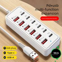12-In-1 66W Fast Charging Station | 6 USB Ports + 6 Type-C PD Fast Charging Ports Power Hub, Compatible With IPhone, Laptop, Phone, Tablet, Game Console And Other Devices - View 10
