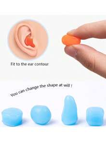12pcs Reusable Silicone Earplugs, Waterproof, Noise-Reducing, Suitable For Swimming, Moldable, Sleep Protection - A - View 4
